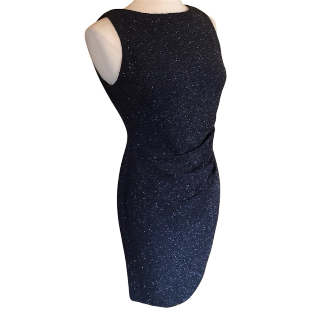 Jessica Howard Gray tank sparkle sheath evening dress w/gathered waist Size 10P